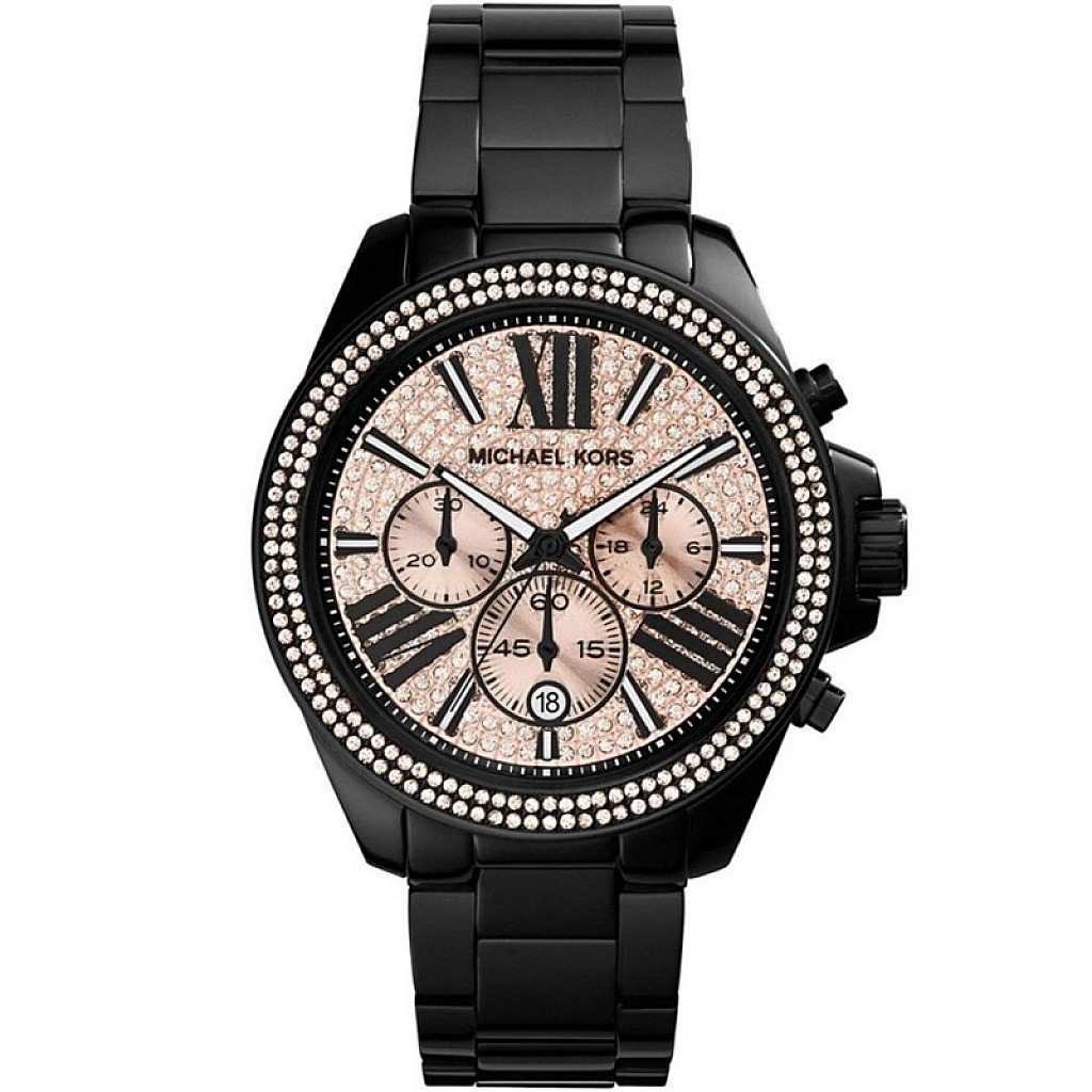 Michael Kors MK5879 Wren Pave Chronograph | Черен часовник за жени